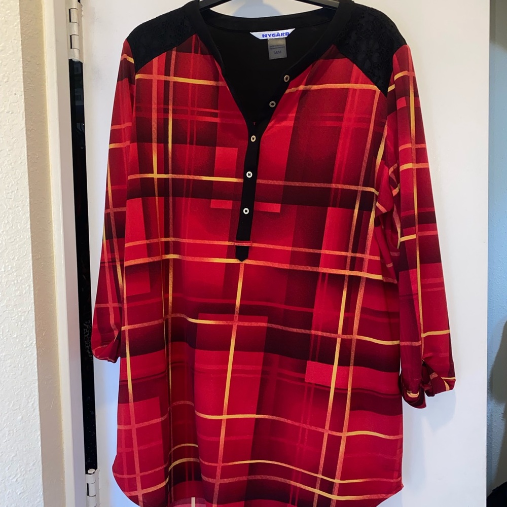 Peter Nygard Red Plaid Blouse